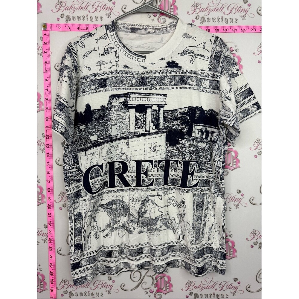 Greece T-shirt souvenir Crete Graphic Tee - Black on Cream